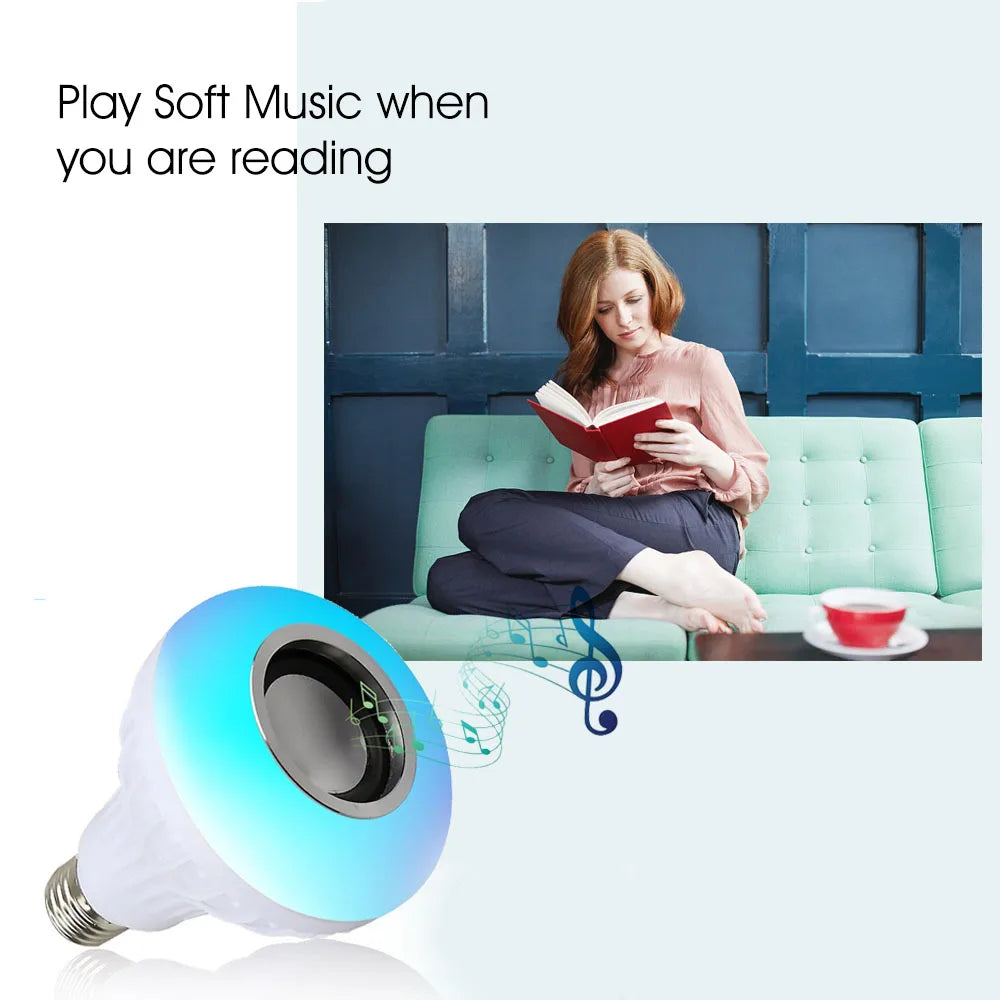 E27 B22 Wireless Bluetooth Speaker + 12W RGB Bulb LED Lamp 110V 220V Smart Led Light Music Player Audio with Remote