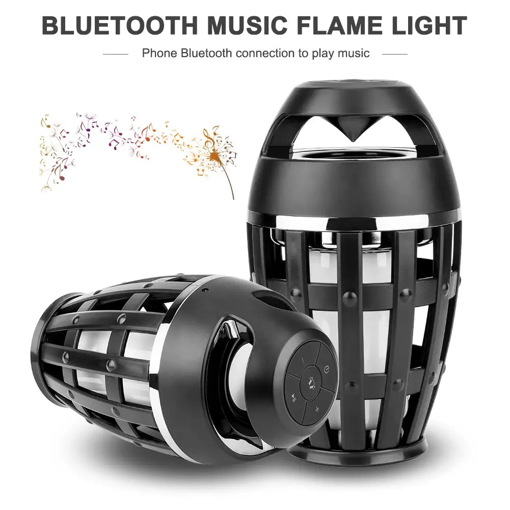 Portable Flame Lamp Bluetooth Speaker Touch Soft Flash Light Effect Camping Lantern With USB Cable