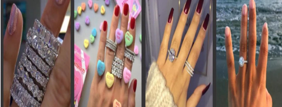 vintage 925 Sterling silver wedding rings for Women Luxury Simulated Diamond engagement Rings set 3 in bridal jewelry