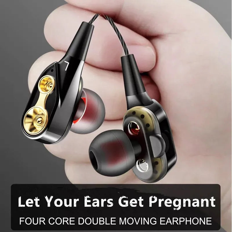 Dual Drive Stereo Wired Earphone In ear Headset Earbuds Bass Earphones For IPhone Samsung 3.5mm Sport Gaming With Micoup