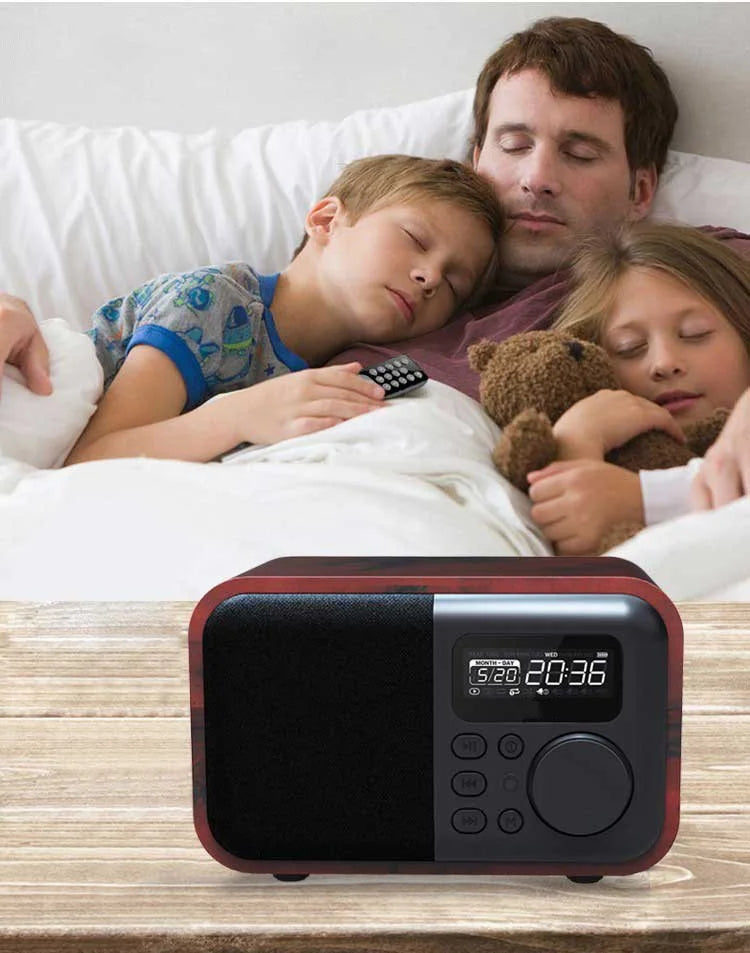 Wireless Wooden Portable Bluetooth Speaker Subwoofer with FM Radio Alarm Clock Caixa De Som Remote Control Altavoces
