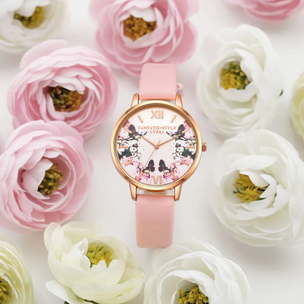 Flower Butterfly Ladies Bracelet Watch