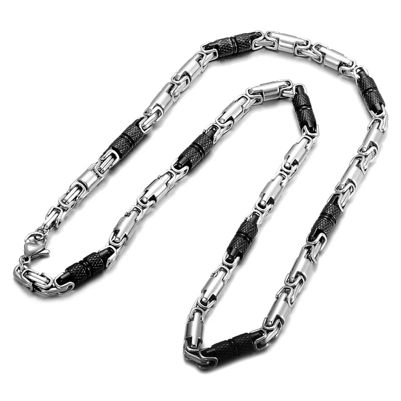 Titanium Stainless Steel 55CM 6MM Heavy Link Byzantine Chains Necklaces for Men Jewelry