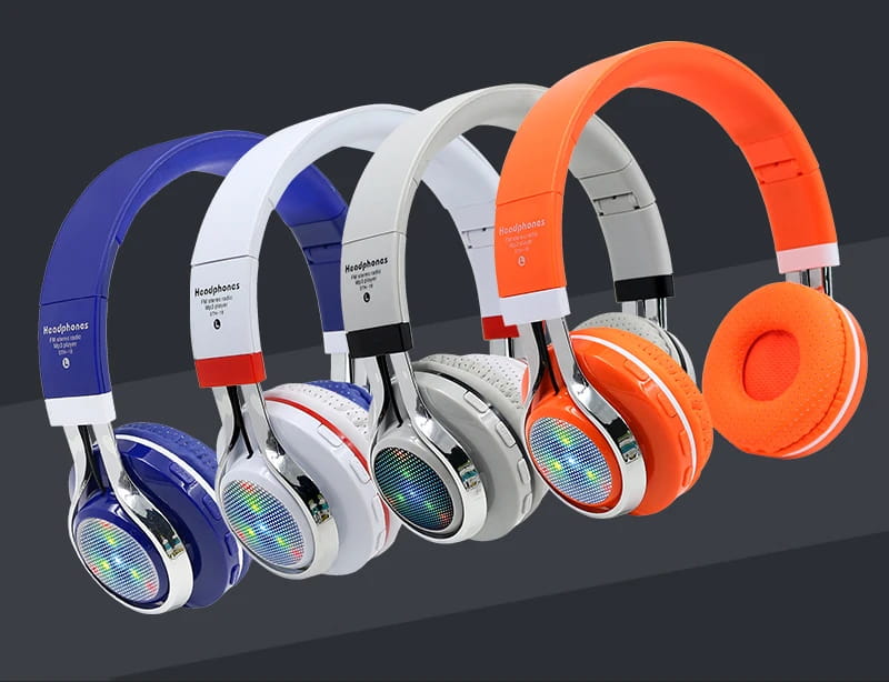STN-18 Glowing Wireless Bluetooth Headphone Portable Headset Stereo Heavy Bass Earbuds LED Mic TF FM