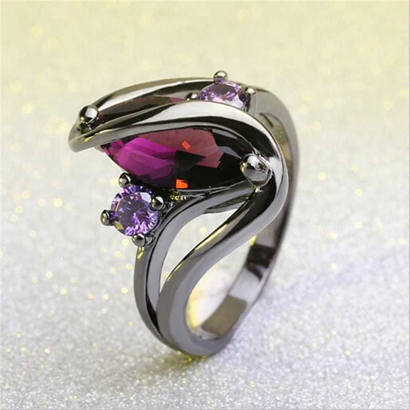 Luxury Vintage Purple Zircon Crystal Colorful Rings