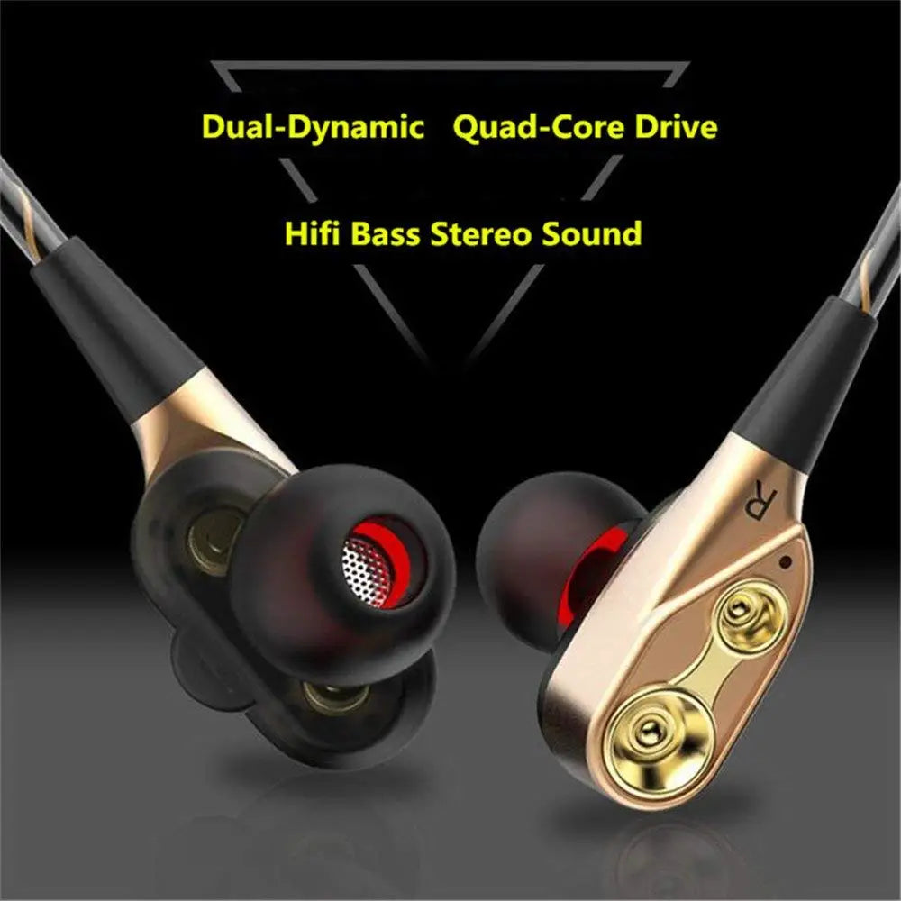 Dual Drive Stereo Wired Earphone In ear Headset Earbuds Bass Earphones For IPhone Samsung 3.5mm Sport Gaming With Micoup