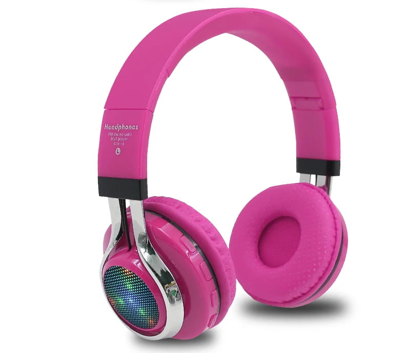 STN-18 Glowing Wireless Bluetooth Headphone Portable Headset Stereo Heavy Bass Earbuds LED Mic TF FM