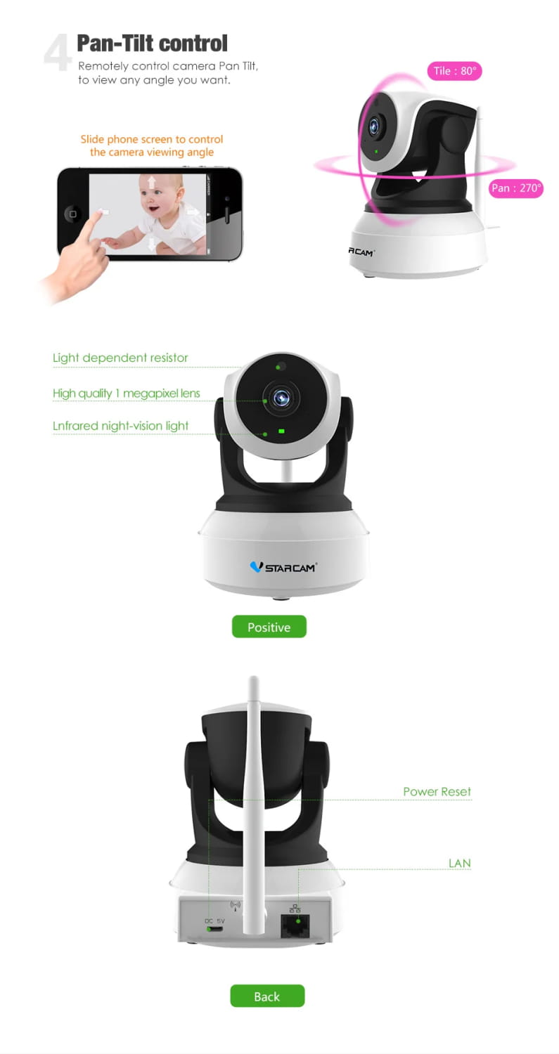 VStarcam HD Indoor Wireless 720P Security IP Camera Surveillance WiFi CCTV Pan