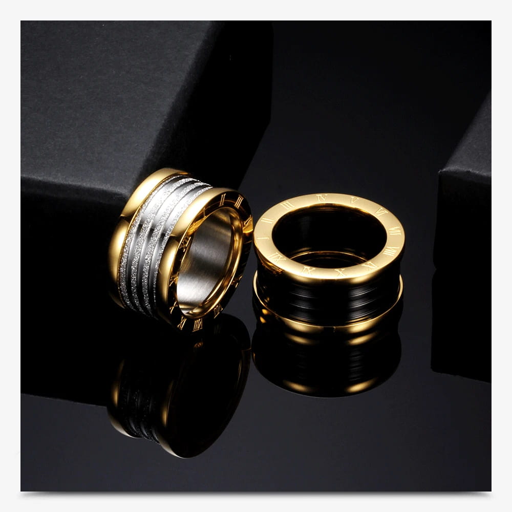 Two Color Vintage Antique Retro Stainless steel Rings For Women Men Jewelry Engagement Wedding
