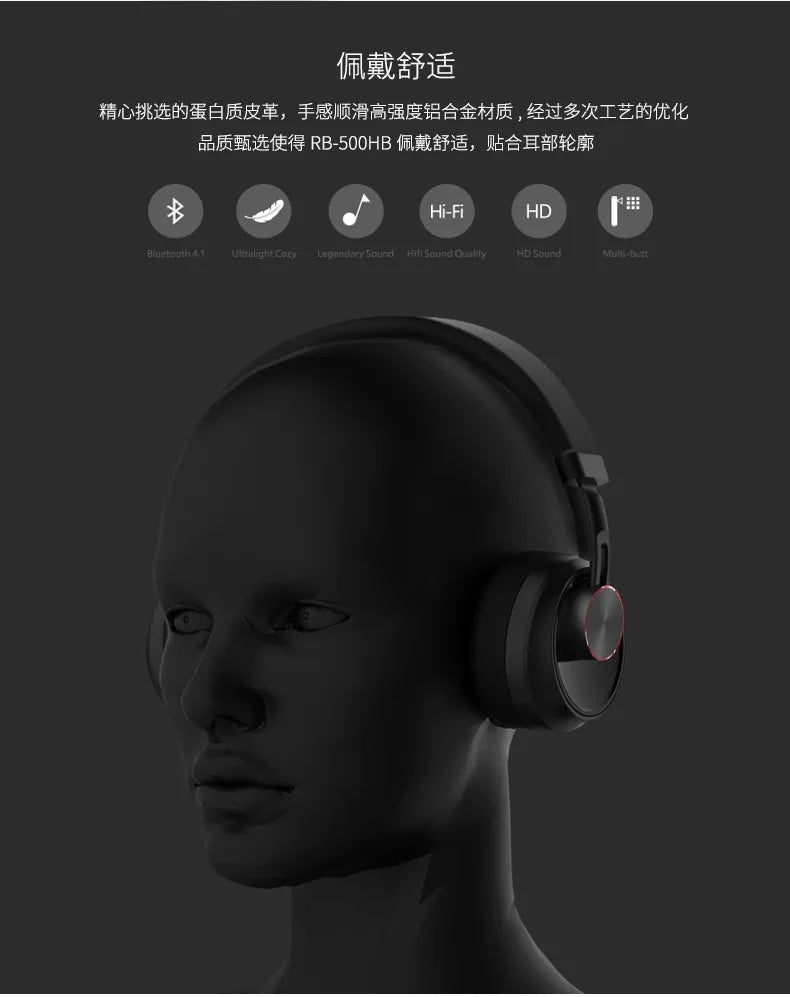 remax 500HB high quality wireless Bluetooth 4.1 headset HD mic bass HiFi music