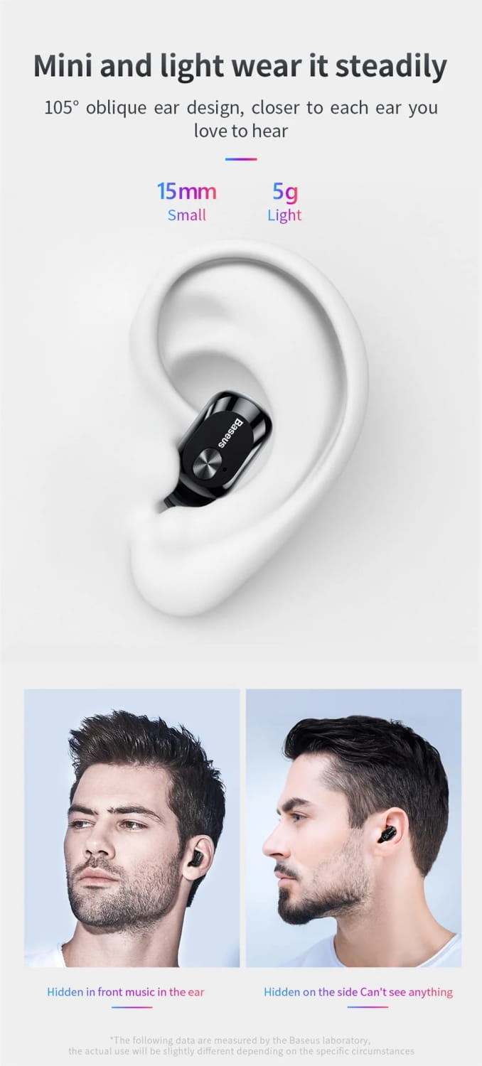 Baseus W01 TWS Bluetooth Earphone Wireless Headphone 5.0 Stereo Bass earphones With HD Microphone For Phone