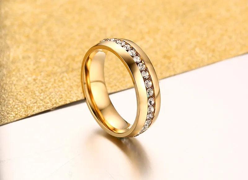 crystal wedding ring for women 6mm stainless steel engagement