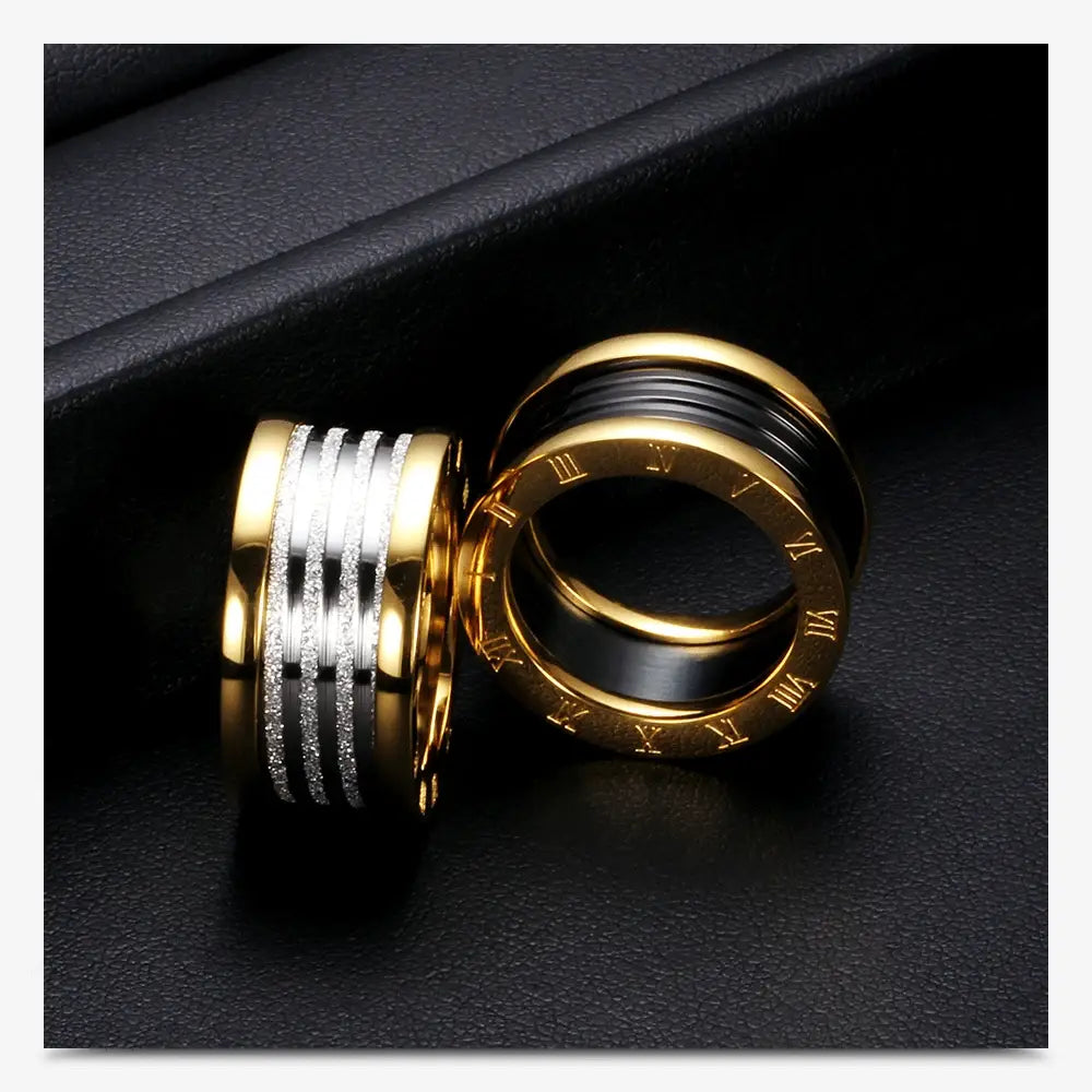 Two Color Vintage Antique Retro Stainless steel Rings For Women Men Jewelry Engagement Wedding