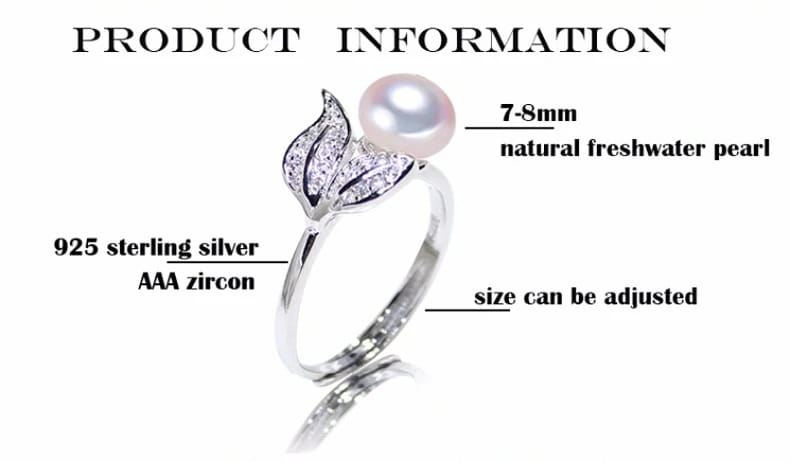 YIKALAISI Pearl jewelry 7-8 mm rings 925 sterling silver