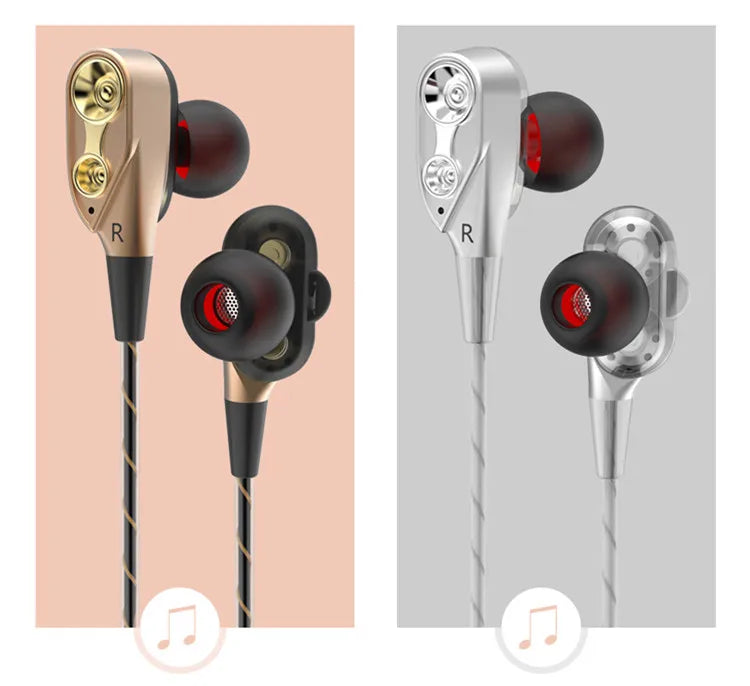 Dual Drive Stereo Wired Earphone In ear Headset Earbuds Bass Earphones For IPhone Samsung 3.5mm Sport Gaming With Micoup