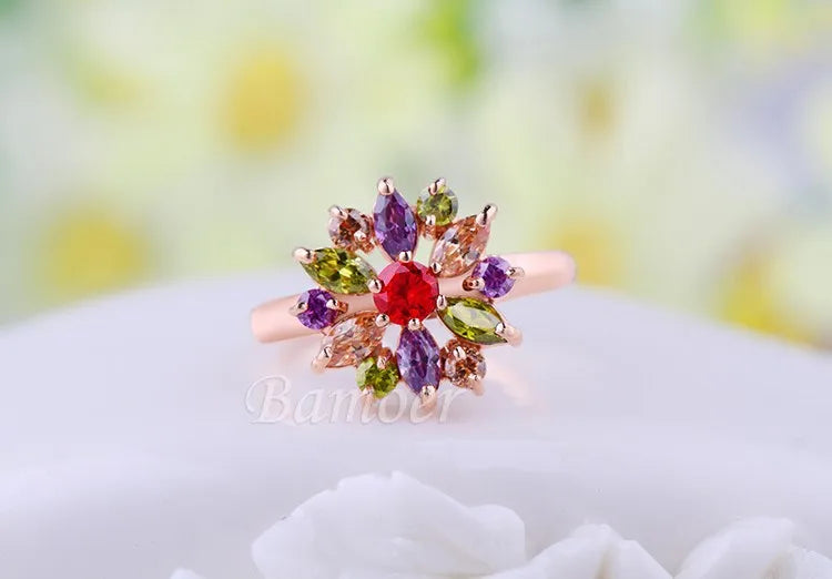 BAMOER Finger Ring with AAA Cubic Zircon Engagement Jewelry #6 7 8 9 JIR029