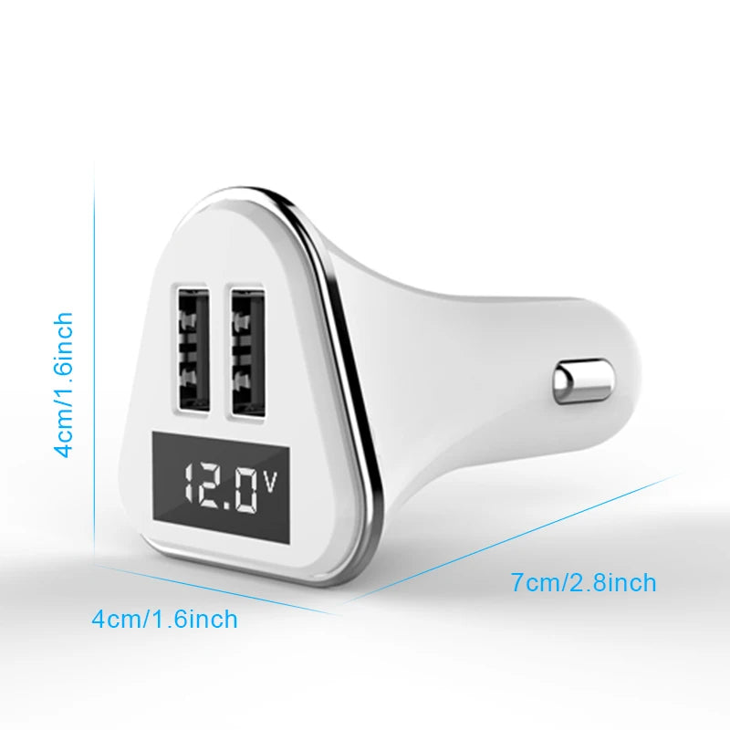 Anlud Dual USB Universal ABS + PC LED Screen Car Charger with Volatge Display