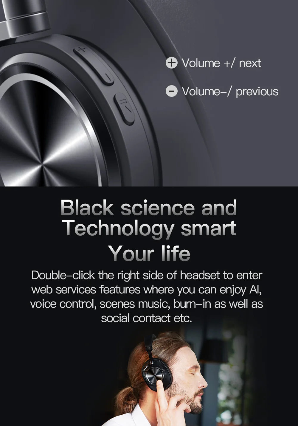 Bluedio T7 Bluetooth Headphones User-defined Active Noise Cancelling Wireless Headset for phones and music with face