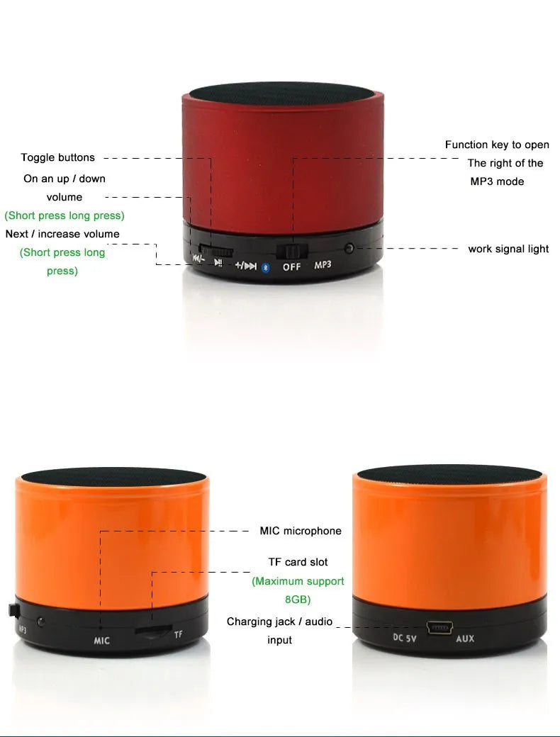 2017 New Subwoofer Bluetooth Speaker With Mic Portable Wireless Mini Speakers TF Card Music Mp3 Player For Mobile Phones