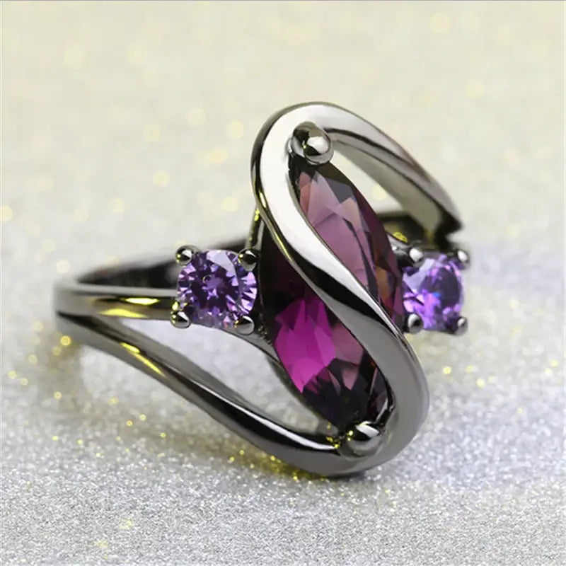 Luxury Vintage Purple Zircon Crystal Colorful Rings