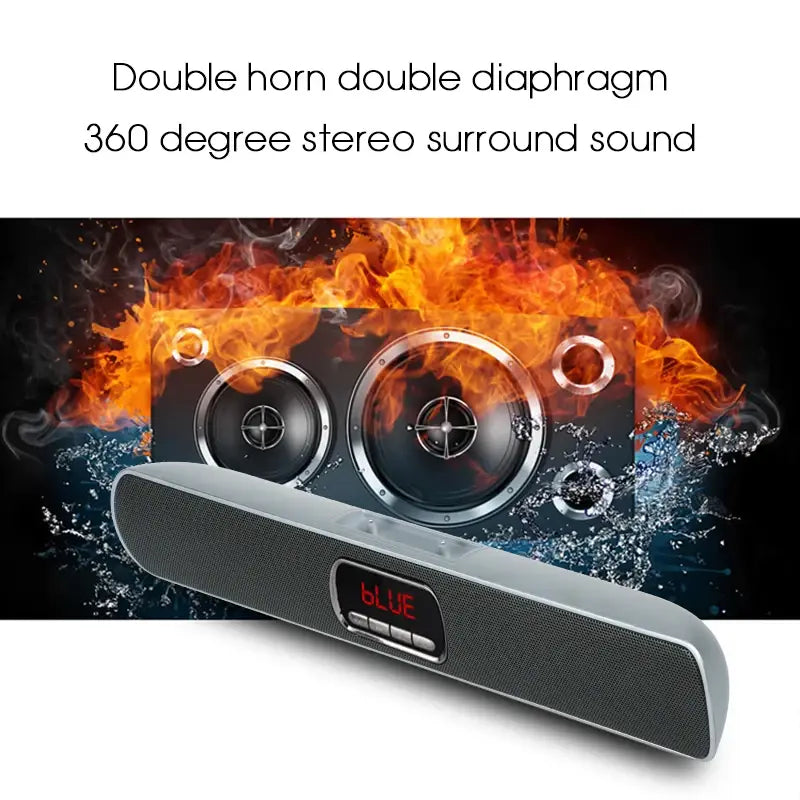 TOPROAD Portable Wireless Bluetooth Speaker Super Bass Stereo Dual Loudspeaker TF FM Radio USB LCD