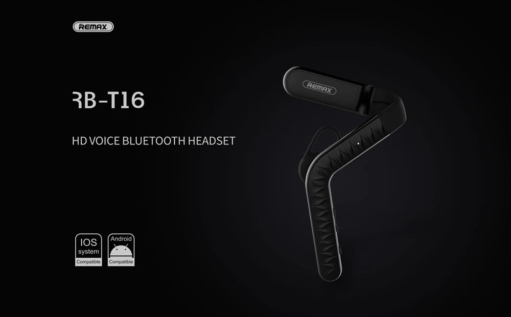 Original Remax RB-T16 Bluetooth 4.1 Headset Wireless Stereo Ear Hook Earphone Business