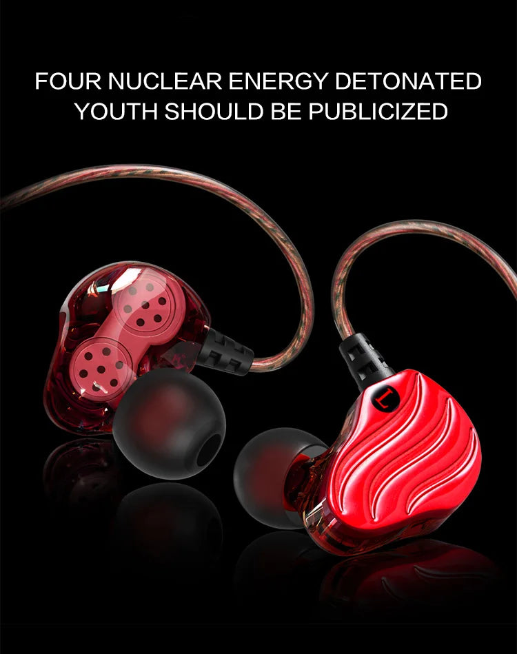 Earphones QKZ KD4 fone de ouvido Mini Dual Driver Original hybrid dual dynamic driver Headphone mp3 DJ Headset