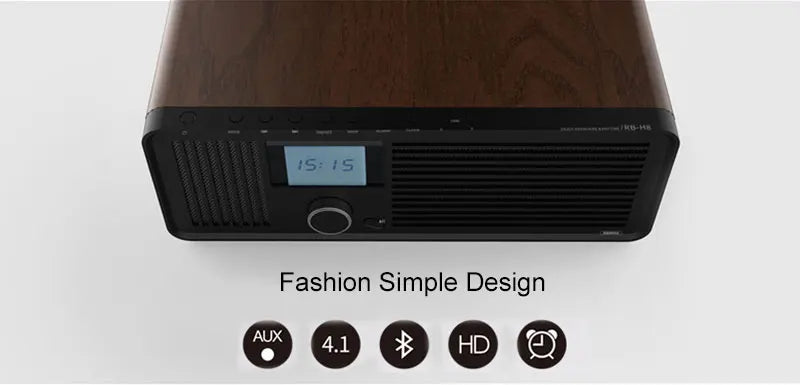 REMAX Retro Wood Dual Loudspeakers Wireless Bluetooth Speaker Support AUX Radio Fm For Xiaomi Iphone Samsung