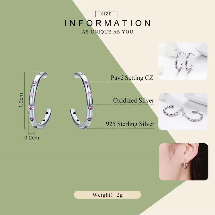 BAMOER 925 Sterling Silver Stackable Droplets Stud Earrings with Clear CZ SCE041