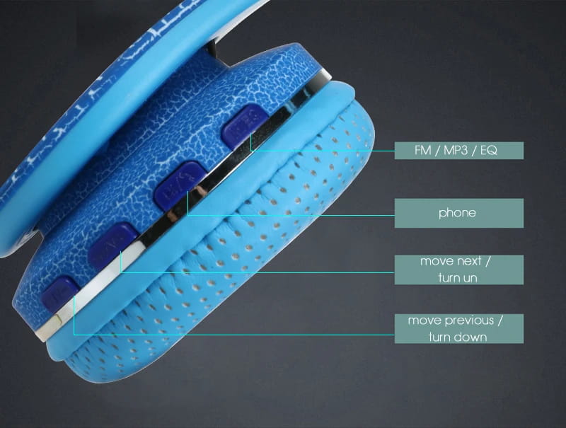 TOPROAD Casque Auriculares Bluetooth Headset Glowing LED Big Wireless Earphone Head Phone