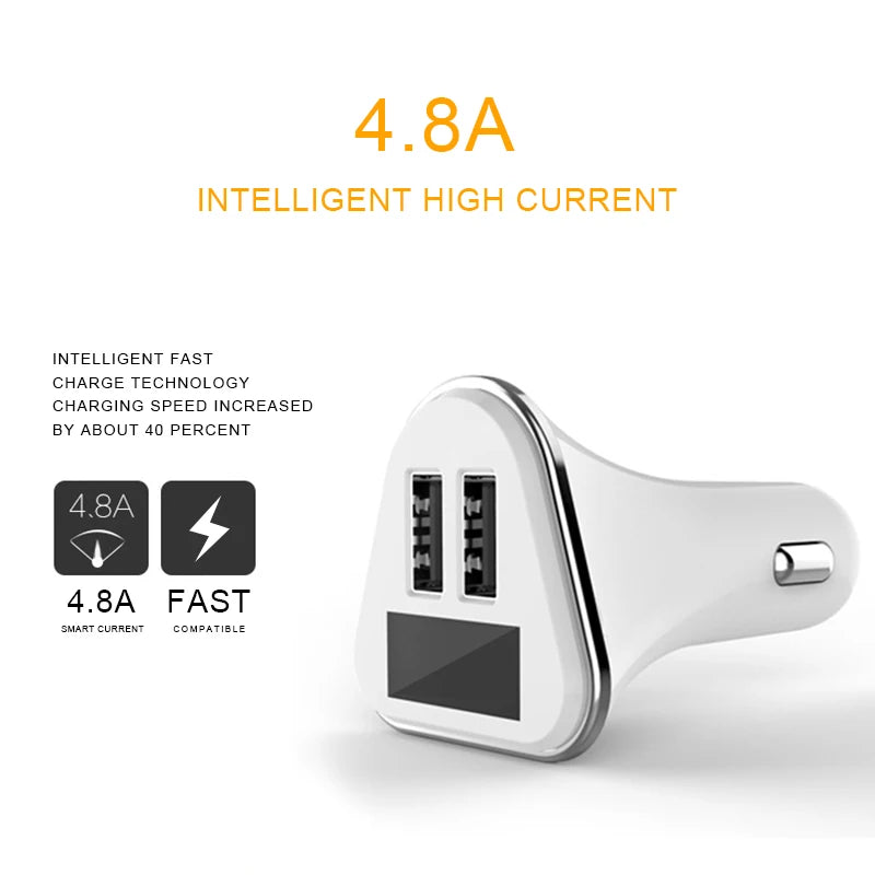 Anlud Dual USB Universal ABS + PC LED Screen Car Charger with Volatge Display