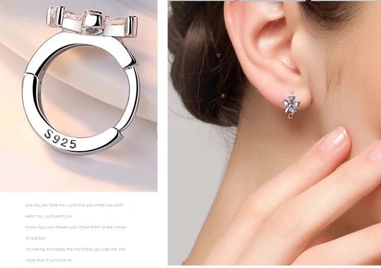 Fanqieliu Sterling 925 Silver Earrings Natural Crystal Small Flower Hoop For Woman FQL3235