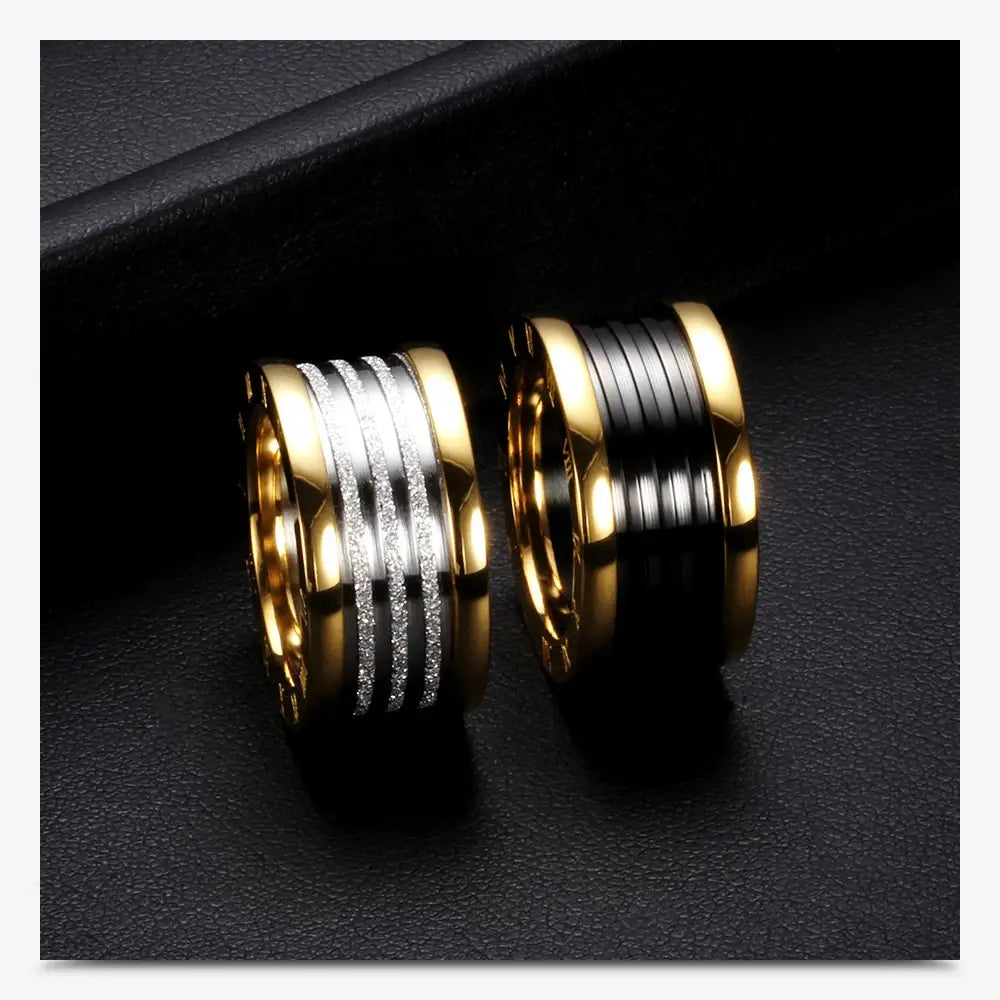 Two Color Vintage Antique Retro Stainless steel Rings For Women Men Jewelry Engagement Wedding