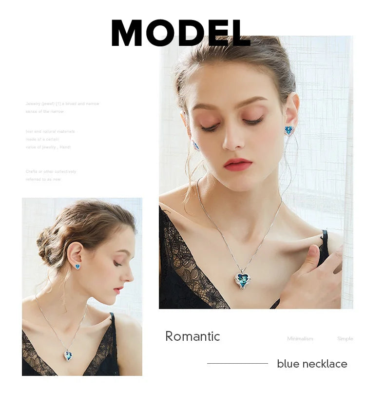 Cdyle Angel Wings Necklace Crystals from Swarovski Necklaces Fashion Jewelry For Women Heart Of Mother’s Day Gifts