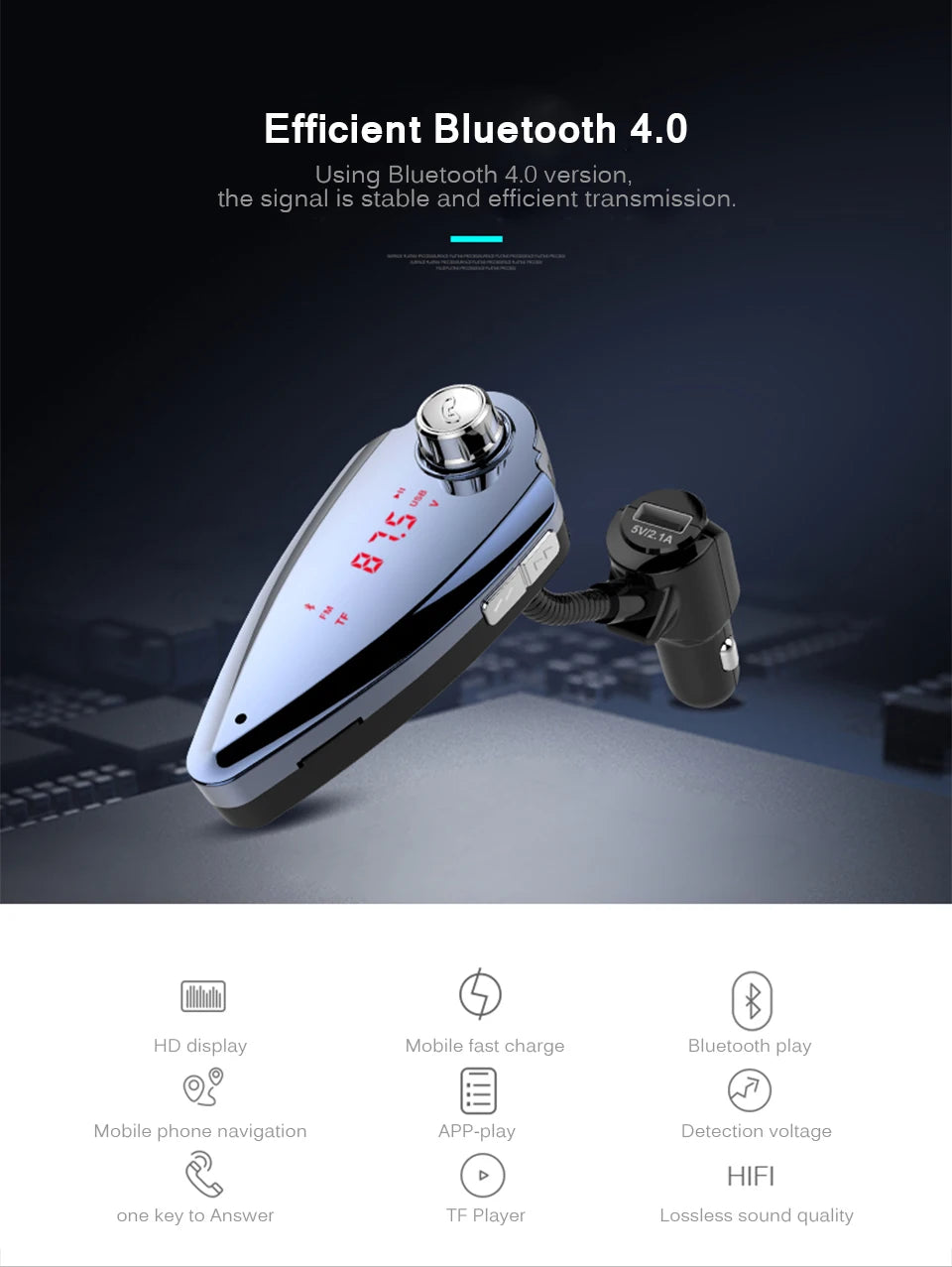 ANLUD Bluetooth Wireless Car Mp3 Player Handsfree Kit FM Transmitter Radio