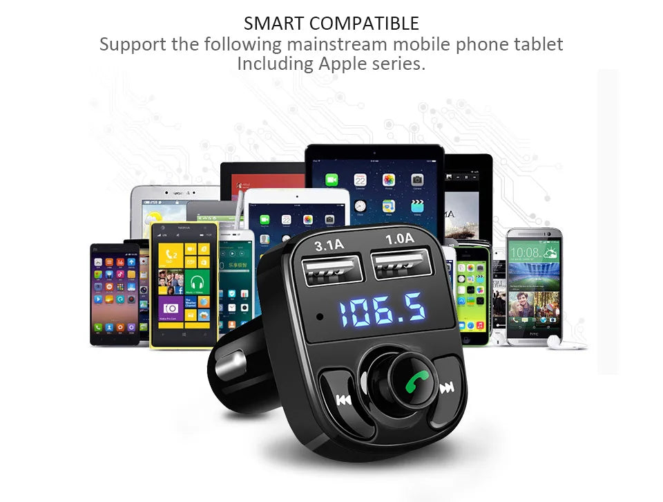 ANLUD Bluetooth Handsfree Car Kit FM Transmitter Micro SD TF MP3 Music Play Wireless Modulator