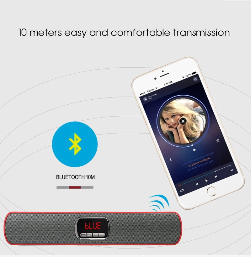 TOPROAD Portable Wireless Bluetooth Speaker Super Bass Stereo Dual Loudspeaker TF FM Radio USB LCD