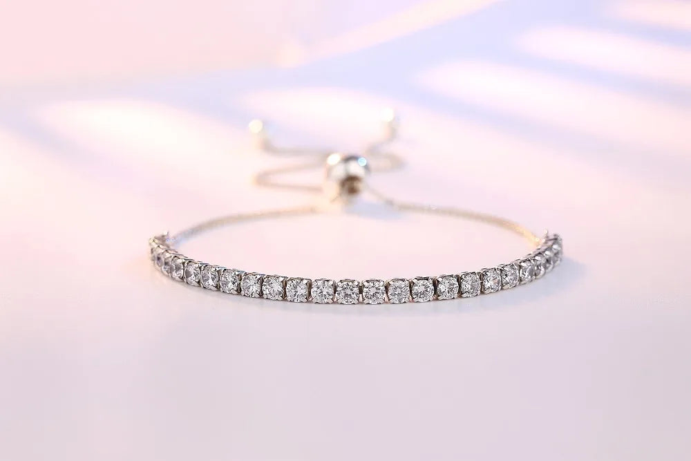 Sterling Silver Sparkling Strand Bracelet Women Link Tennis Jewelry VBS4087