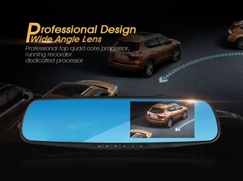 ANLUD Car Camera DVR Dual Lens Dash Cam Rear View Mirror Auto Video Recorder GPS Detector