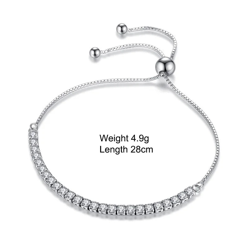 Sterling Silver Sparkling Strand Bracelet Women Link Tennis Jewelry VBS4087