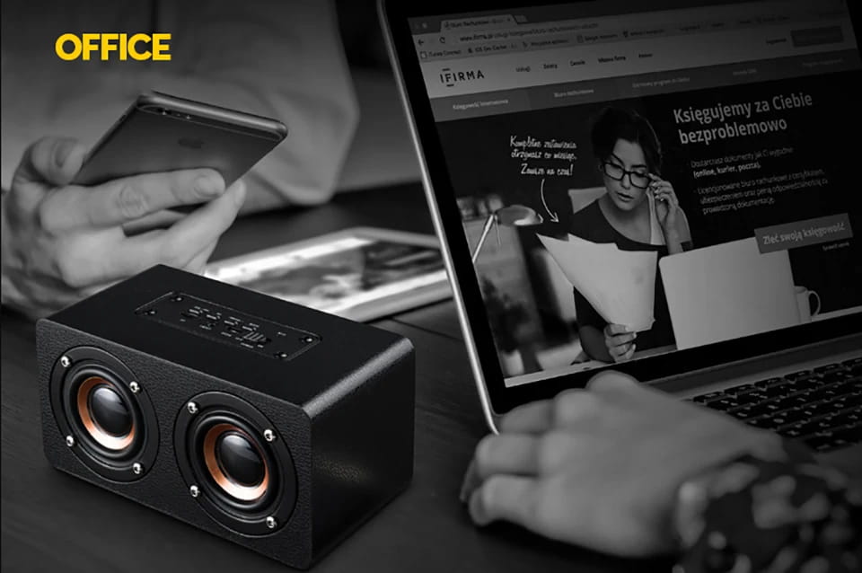 TOPROAD Wooden Wireless Bluetooth Speaker Portable HiFi Shock Bass Altavoz TF FM Radio Soundbar