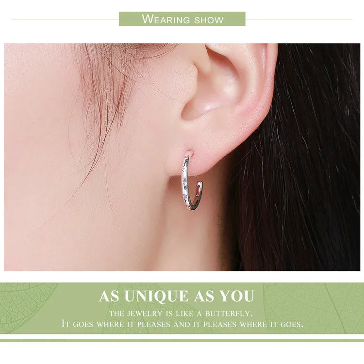 BAMOER 925 Sterling Silver Stackable Droplets Stud Earrings with Clear CZ SCE041