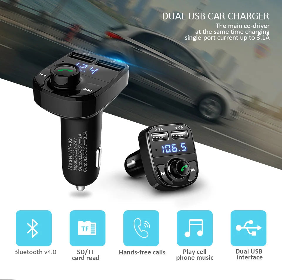 ANLUD Bluetooth Handsfree Car Kit FM Transmitter Micro SD TF MP3 Music Play Wireless Modulator