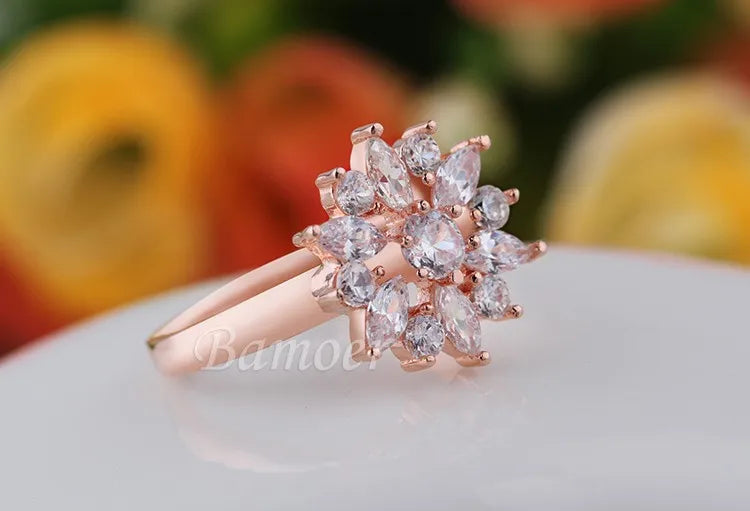 BAMOER Finger Ring with AAA Cubic Zircon Engagement Jewelry #6 7 8 9 JIR029