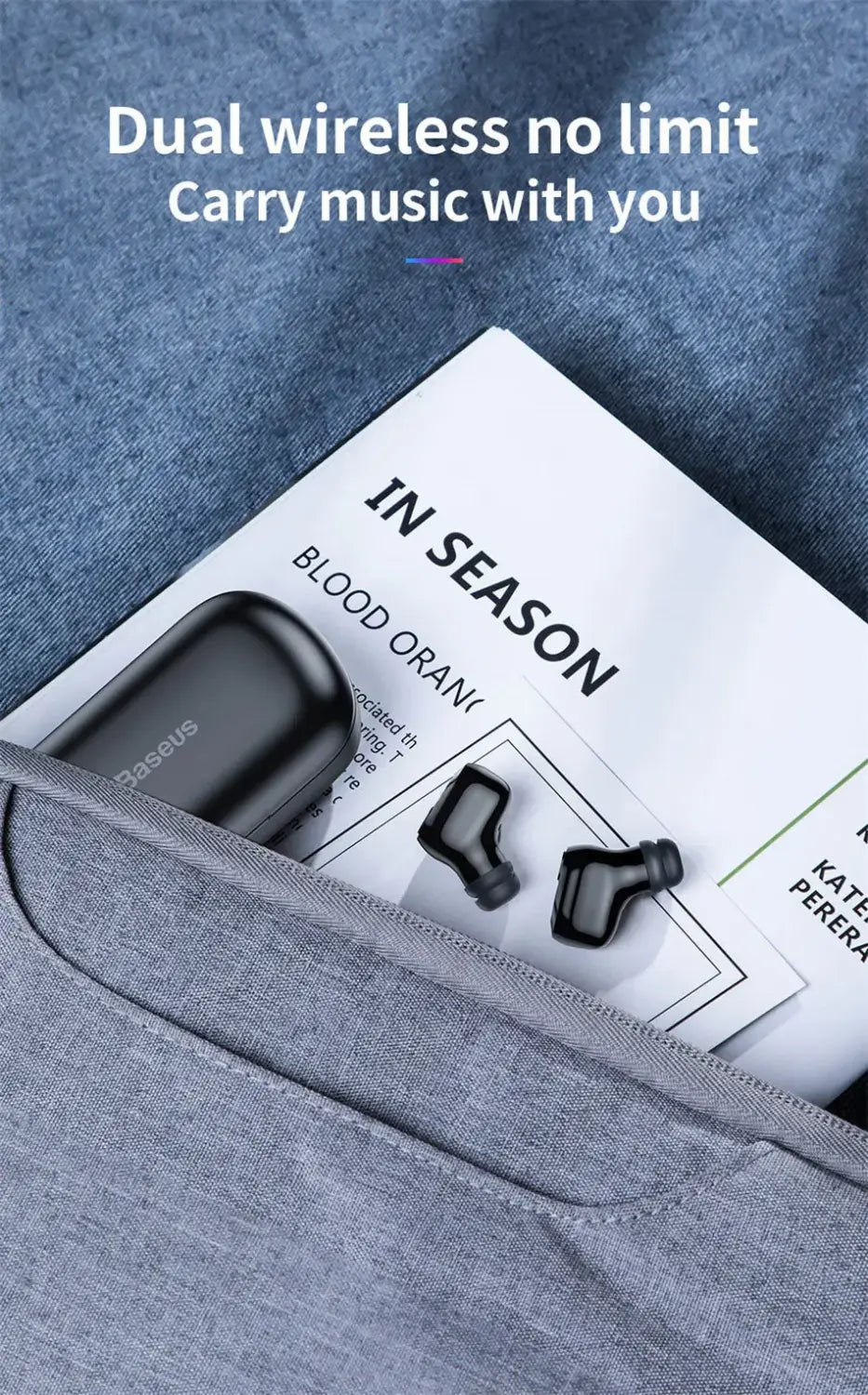 Baseus W01 TWS Bluetooth Earphone Wireless Headphone 5.0 Stereo Bass earphones With HD Microphone For Phone