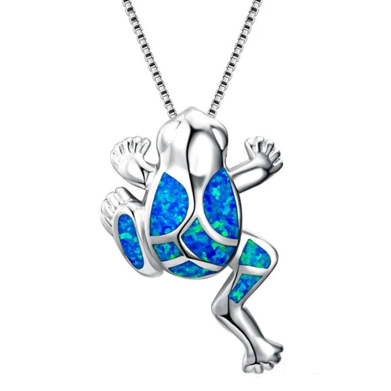Silver Filled Blue Sea Turtle Pendant Necklace for Women