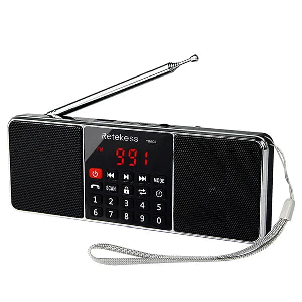 RETEKESS TR602 Digital Portable Radio AM FM Bluetooth Speaker Stereo MP3 Player TF/SD Card USB Drive Handsfree Call LED