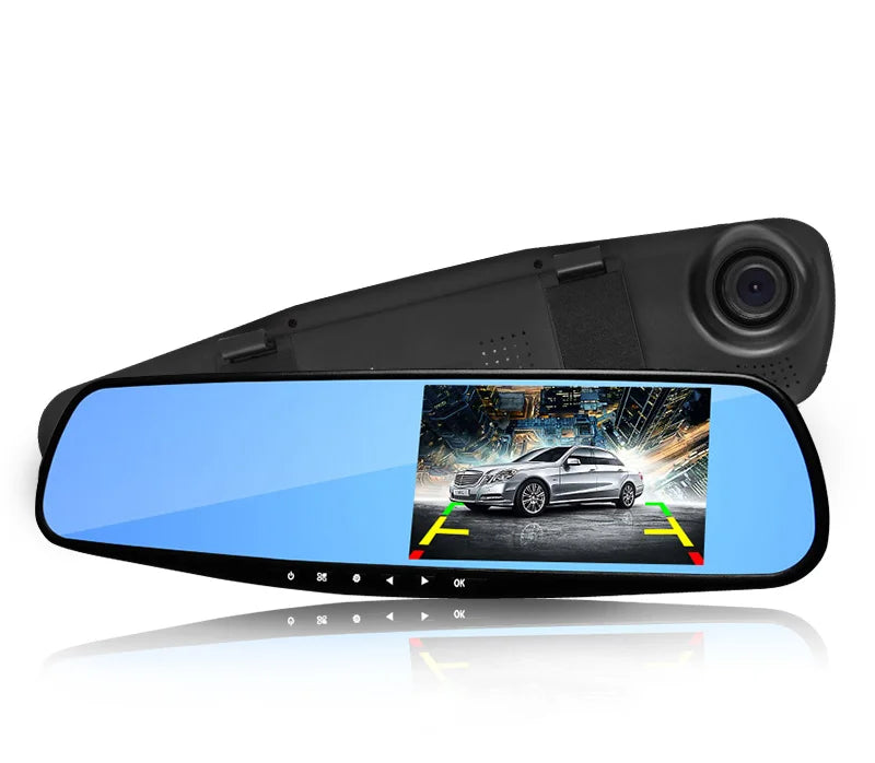 ANLUD Car Camera DVR Dual Lens Dash Cam Rear View Mirror Auto Video Recorder GPS Detector