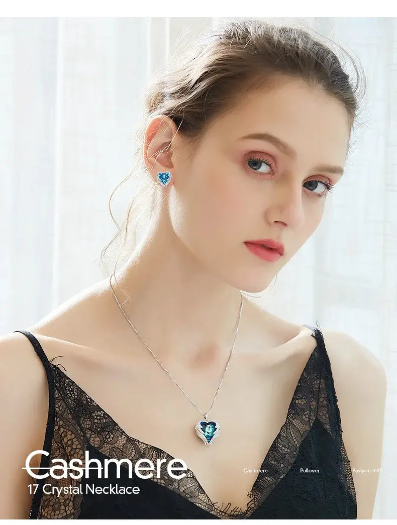 Cdyle Angel Wings Necklace Crystals from Swarovski Necklaces Fashion Jewelry For Women Heart Of Mother’s Day Gifts