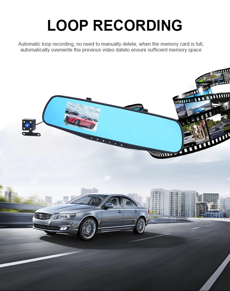 3.5 Inch Dual Lens Rearview Mirror Video Recorder Hd 1080p Car Dvr Camera Driving